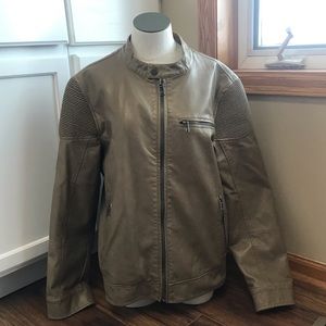 Black Rivet Greenish Brown Leather Jacket